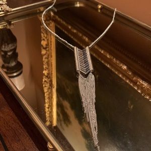 Long Silver Tassel Fringe Necklace
